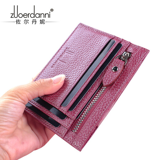 Sac de carte zordani pour femmes mini mode ultra-mince multi-cartes à carte de vache de vache de vache sac de carte sac pour cartes de carte de carte de carte de carte de carte de carte 1020 gris orchidée