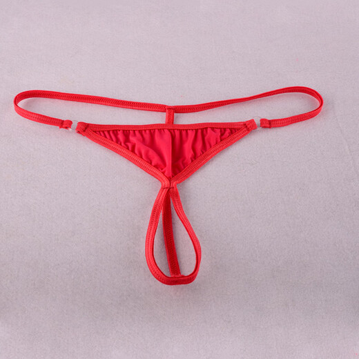 Ye Zimei Men's Sexy Underwear Transparent T-Pants Sexy Temptation Soft Breathable Ice Silk Underwear Men's Hollow Open Crotch T-Pants 4129 Red One Size