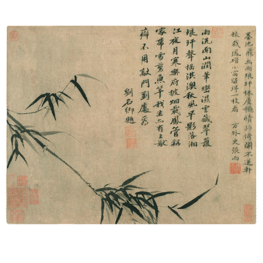 [Direkt ausgestattet mit Selbstbetrieben] Zhang Yumo Bambus Bild Alte Blumen- und Vogelmalerei Scroll berühmte Gemälde Replik Antiquitäten Gemälde hängen Gemälde Dekorative Gemälde Wuzhen Zhuquan kleines Boot 12052 60x75 cm Sprühbilder Herz Größe
