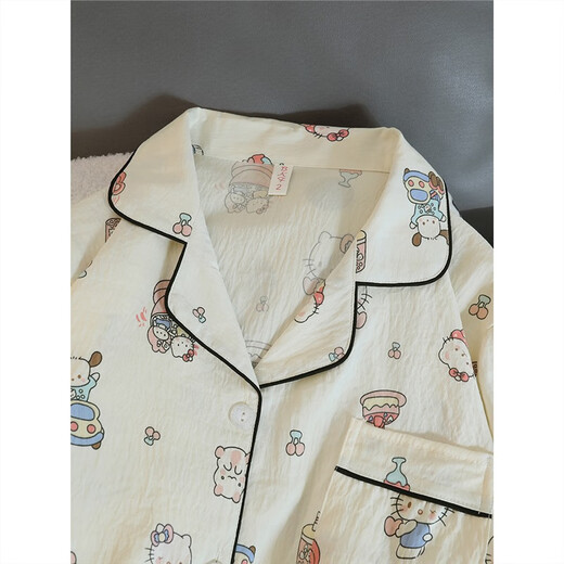 
Mengdong cute KT cat cardigan pajamas for women in spring, autumn and winter long-sleeved cloud cotton 2024 new women's home clothing set H19-826-cardigan double-length-colored peach heart M[Recommended 80-100Jin[Jin equals 0.5 kg]]