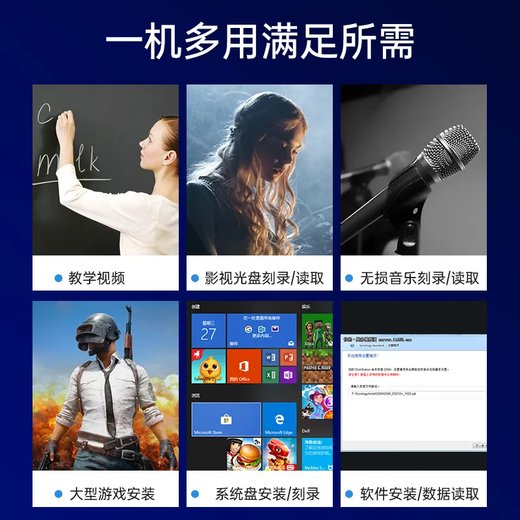 外置光驱DVD/CD刻录播放USB光驱盒DVD刻录机台式机笔记本电脑通用 DVD/CD全格式读取+刻录-全功能