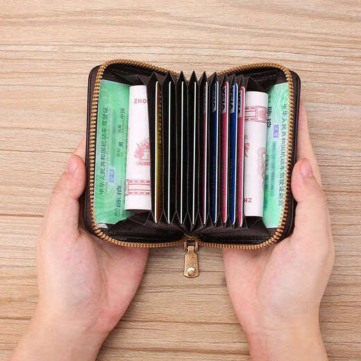 防消磁卡包女大容量多卡位信用卡证件位驾驶证名片卡夹银行卡套包 棕色方格 女士卡包
