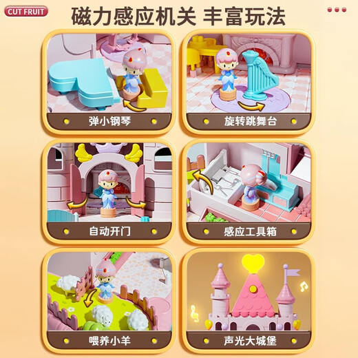 Idol cat toy girls magnetic castle play house girl Aisha princess castle doll house children's birthday gift [Purple] Sound and light surprise castle 35 4-8-9-12 year old daughter's first birthday gift