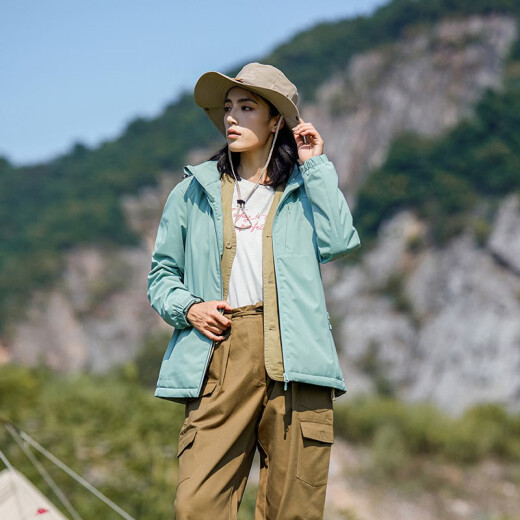 蕉下柠檬加绒风衣外套男女韩版防风保暖单层软壳冲锋衣工装风夹克文艺上衣 9930S抹茶绿-女【纯色】 XL