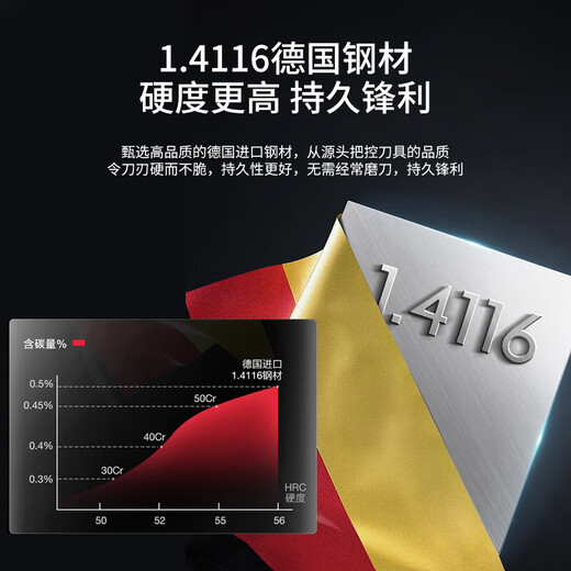 OOU kitchen complete set of German steel household kitchen utensils vegetable cutter scissors fruit knife set black blade fourth generation 7-piece set black antibacterial + anti-rust German steel 7 pieces