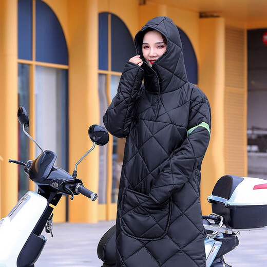 Ousen winter electric vehicle windbreaker thickened velvet cold protection and warm cycling adult knee pads windshield battery car windproof quilt thickened velvet windbreaker adult black adult 2XL 180Jin Jin is equal to 0.5kg within