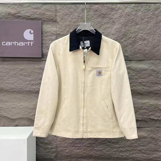 CARHARTT卡哈特底特律高级复古春秋款水洗工装ins男士夹克女外套 卡其色 羊毛内里 S