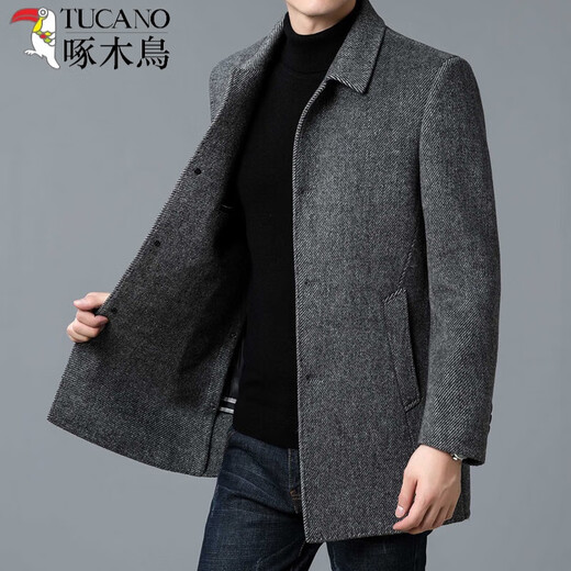 Pecker léger Luxury Luxury haut de gamme Cachemire Double face manteau en laine pour hommes de la veste moyenne d'âge moyen hiver épaissis de la revanche de chameau 175 / L