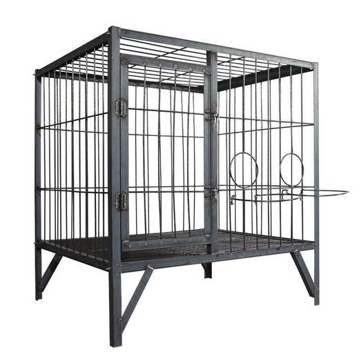 HKML dog cage medium and large size thickened reinforced angle steel welded dog farm breeding base special outdoor dog cage factory direct sale 1.2X1X1.3 meters slope roof with roof without paint