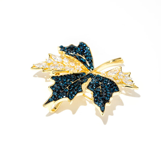 Chakra maple leaf brooch, high-end women's pin, personalized clothing accessories, versatile brooch, Mother's Day gift for mom, blue