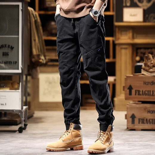 
Post-exploration American casual pants for men in spring and autumn loose retro functional pants for handsome tying trousers trendy brand retro men's work pants khaki 32 (140-150Jin [Jin equals 0.5 kg])