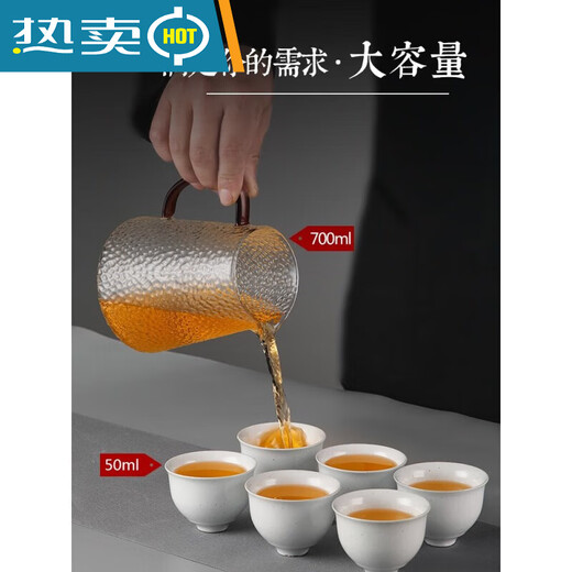 Gran capacidad 500 Copa feria Dispositivo de té engrosado de vidrio Gran parte del martillo japonés Copa masculina Té Té del mar Retón de té 1421 tazón de lluvia anochecer 200 ml