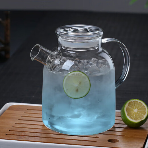 Poqing high temperature resistant fruit flower teapot glass household tea boiler large capacity thickened teapot kettle tea set pure steel lid flow kettle 1L