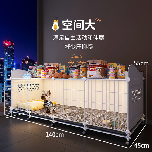 HKML dog cage for small dogs with separate toilet and separate dog villa indoor dog kennel with one bedroom, one living room and one bathroom Bichon Frize puppy cage 105*45*55 upgraded with universal wheels and top storage