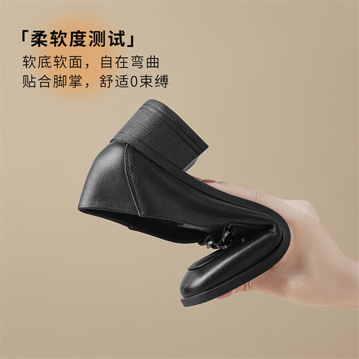 Zhr Capa de la cabeza de la cabeza de vaca Mocasfas de mujer Retro Caíla Retro Mujer zapatos de cuero de cuero Mujeres Toe Single Shoes Kl03 Negro 36