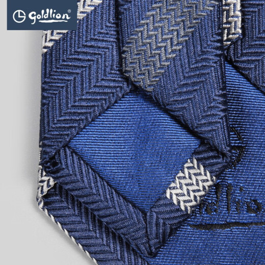 Goldlion men's pure mulberry silk Italian imported fabric striped tie men's silk tie sapphire blue-85