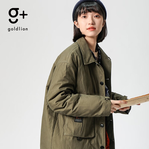 金利来（Goldlion）g+男士棉服秋冬季短款翻领复古工装棉衣男女同款外套新复古回潮 绿色-64 L 175/92A 推荐130-140斤