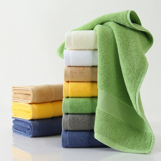 Full strength wide satin thickened imported and exported pure cotton towels custom logo solid color absorbent towels face towels high-end hotel towels can be customized white towels 160g (75*35)
