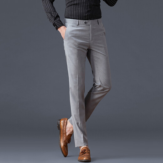 SIDISEN suit trousers men's slim gray suit trousers business casual straight formal suit men's work autumn and winter trendy suit trousers medium gray (autumn and winter style-plain) 33 yards (suitable for 145-155 Jin Jin equals 0.5 kg)