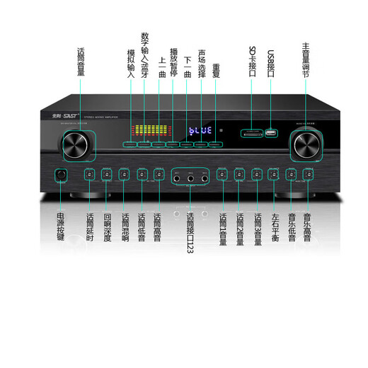 先科(SAST)DT-9000功放机家用大功率定阻KTV重低音卡拉OK会议演出专业发烧级HIFI功放专业功放 1600W旗舰版+双话筒