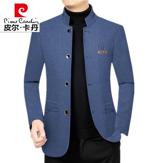 Pierre Cardin (Pierre Cardin) new autumn and winter woolen jacket for men middle-aged stand-up collar tunic suit fashion high-end trendy brand casual wool jacket for men black (spring style) XL 180 (135-150Jin Jin equals 0.5 kg)