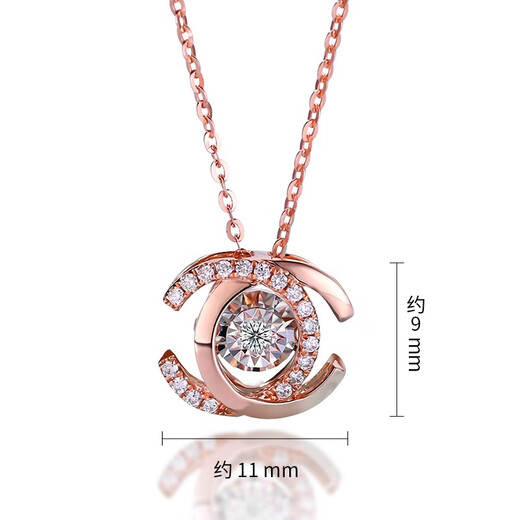 DL 1998 Fat Donglai same style double ring 18K rose gold necklace gold double C smart diamond female color gold light luxury pendant clavicle chain double C smart diamond necklace rose gold