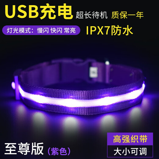 Chukchi (CHUKCHI) dog luminous collar USB charging pet luminous circle leash dog leash anti-lost dog walking collar golden retriever waterproof supreme version orange collar M-recommended neck circumference within 36-49CM