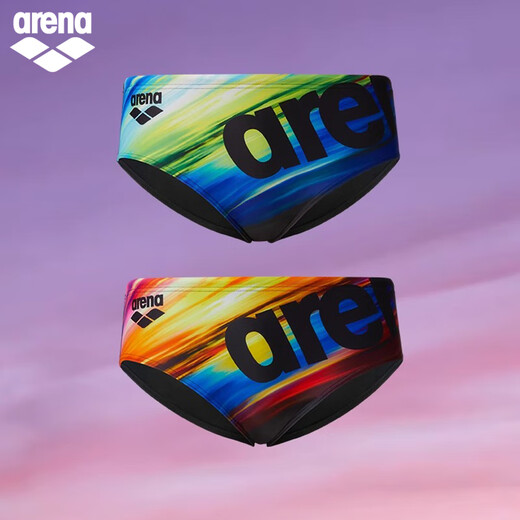 Arena swimsuit men's briefs professional sports fitness elastic anti-embarrassment spa men's purple gradient (MLT) XL