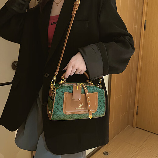 SiaZella包包女质感洋气新款波士顿枕头包时尚斜挎手提包女生日礼物送女友 绿色【礼品盒】