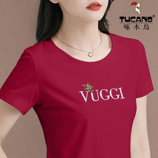 Camiseta de algodón de algodón de color sólido para mujeres de Woodpecker Woodpecker Camiseta Top Top Summer Fashion Top 826# Royal Blue M Sugeries (85-100Jin [Jin equivale a 0.5 kg])