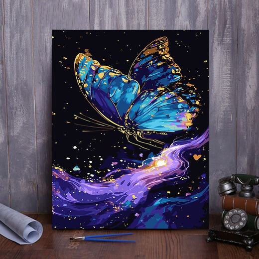 Clcey Butterfly Цифровая масляная живопись DIY Ручная роспись в китайском стиле Красивая бабочка декоративная живопись подарка на день рождения F091-S756-полная экрана Rose 60*75 Внутренняя рама с твердым деревом + пигментная щетка