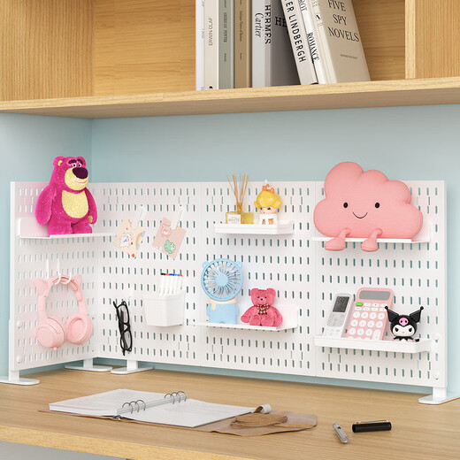 Liofeng desktop hole board vertical star chasing peripheral storage bracket fixed student dormitory stationery storage rack accessories accessories 5 strong plastic hooks (black)