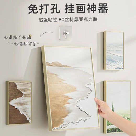 照片挂墙神器乳胶漆墙面免打孔挂画强力承重隐形挂钩照片相框婚纱 相框直接上墙20个免开孔 不用电钻打孔厂家特约让利 9854