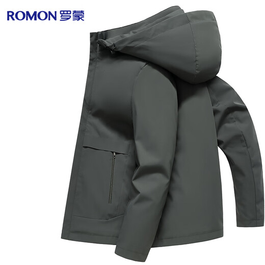 Romon windproof and anti-wrinkle jacket men's spring and autumn detachable hooded top business casual windbreaker jacket men's clothing
