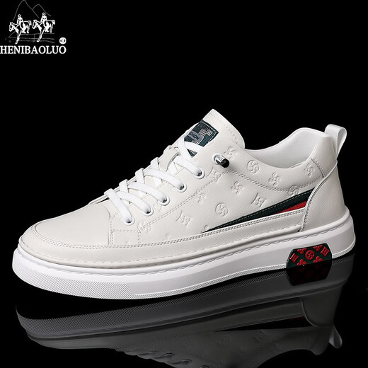 Chaussures masculines Heni Paul, chaussures de cuir en cuir authentique haut de gamme pour hommes, chaussures haut de gamme pour hommes, chaussures blanches décontractées pour hommes, semelle plate blanche 9908 41