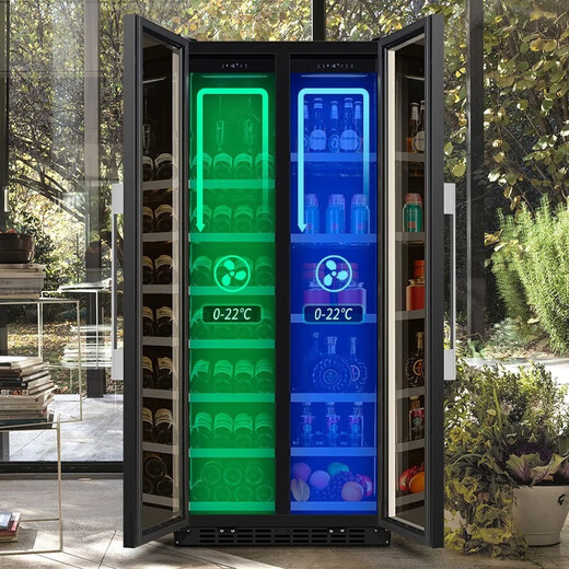 BAIKAILUN frequency conversion wine cabinet dual temperature constant temperature red cabinet home living room ice bar office tea refrigerator double door office thin zero embedded bench embedded freezer embedded glass refrigerator mirror dual temperature red wine + ice bar 112 bottles thick section