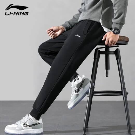 Li Ning pants men's autumn and winter sports pants casual pants spring and autumn leggings thickened Wade sweatpants men's outdoor trousers new standard black L175/80A (recommended 150-160Jin [Jin equals 0.5 kg])