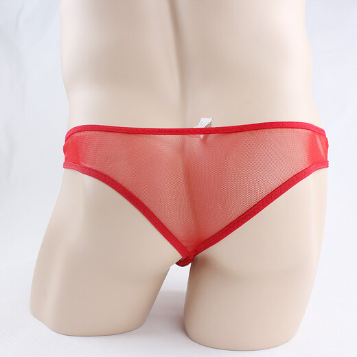 Ye Zimei sexy underwear men's ultra-thin transparent lace hole hollow low-waist men's sexy underwear men's thong sexy T-pants 4079 white one size