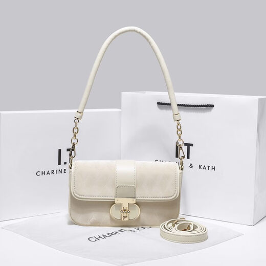 CHARINE&KATH women's peach pink French armpit bag women's niche versatile high-end summer chain crossbody shoulder bag off-white counter gift box