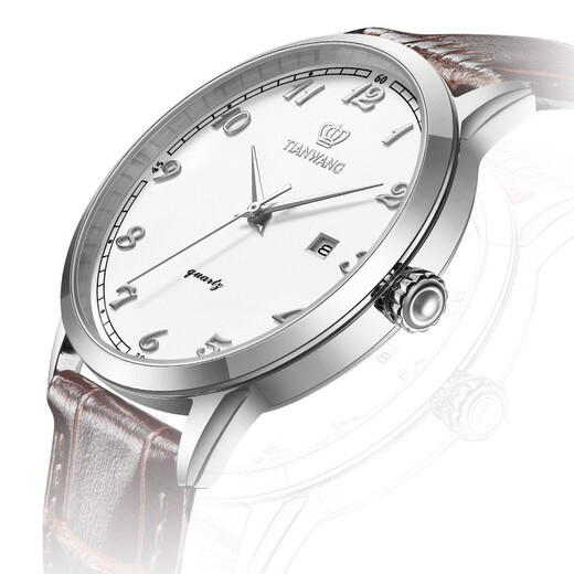 TIAN WANG watch casual belt quartz watch fashion student couple watch watch Valentine's Day gift for girlfriend white plate brown belt men's watch 3886
