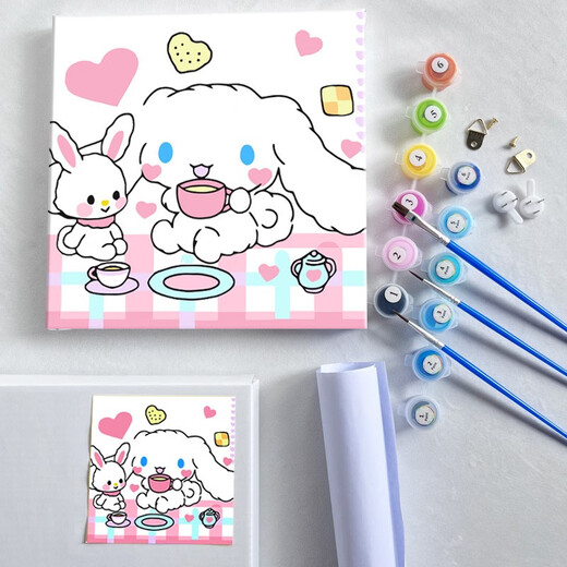 DIY Digital Painting Cartoon Cartoon's Cartoon Jade GUI GUI COL COLORÉE À MAIN PEINTURE D'HUILE acrylique peint à la main Petite taille WT831 30 * 30cm / bois massif Cadre intérieur + pinceau pigmentaire
