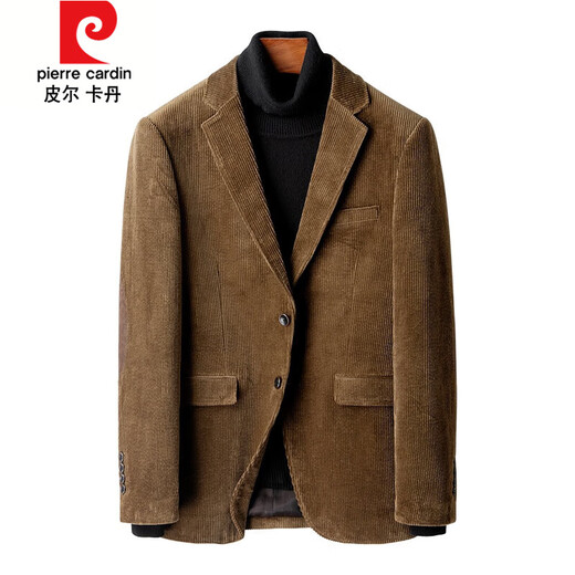 Pierre Cardin autumn and winter patch elbow suit top single piece men's slim trendy retro corduroy casual small suit jacket 8688 style 170/46 suitable for 95-120Jin Jin is equal to about 0.5 kg