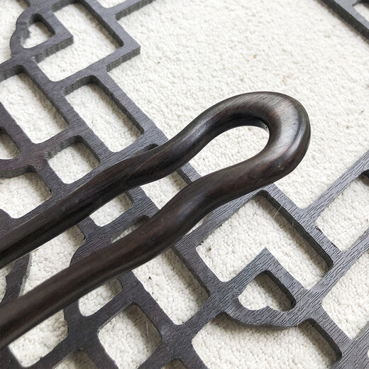 Zuoou short hairpin U-shaped hairpin with small wavy wooden hairpin ancient style hairpin daily commuting ball hairpin hairpin ebony wavy U-shaped wooden hairpin about 12 cm