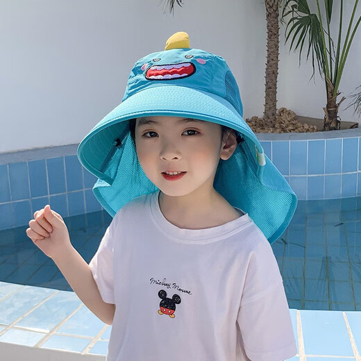 Demi Anesa Kinderhut Sommer Sonnenhut Sonnenhut Big Bim Jungen und Mädchen Sonnenschutzhut UV Fischermütze dunkelblau [kein Pferdeschwanz] 48-54 cm [Hutumfang kann eingestellt werden]