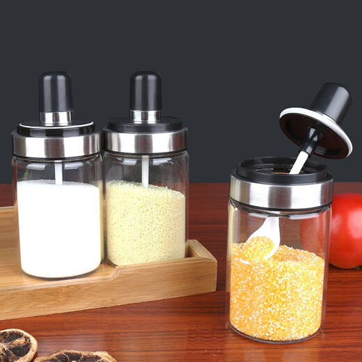 Baijie glass seasoning jar seasoning bottle kitchen supplies seasoning box salt shaker seasoning jar high borosilicate glass household seasoning bottle high borosilicate glass 250ml 3 pieces