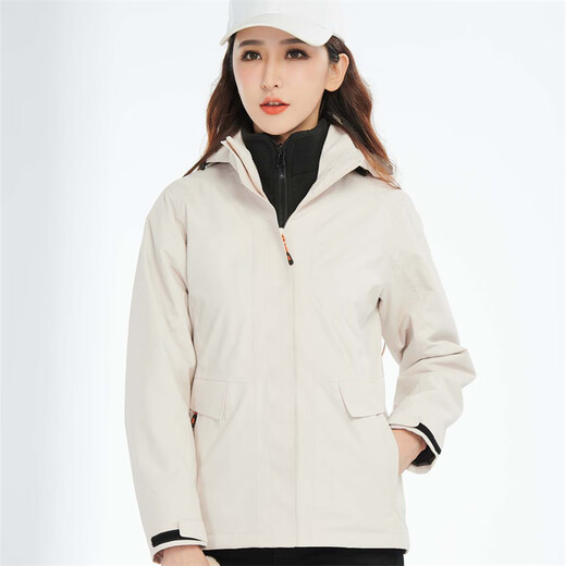 Veste Simboo pour hommes, veste à la ventre et à la mi-longue et chaude trois en un pour l'alpinisme Suit en peluche résistant aux usurgés 12805 White-Women M
