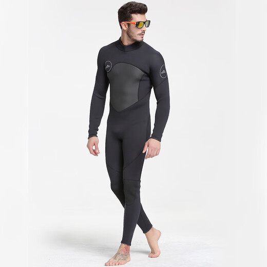 Dianou 2025 new men's winter swimming wetsuit thickened warm surfing suit snorkeling suit diving long-sleeved one-piece swimsuit SBT 1283 black 1.5mm 2XL
