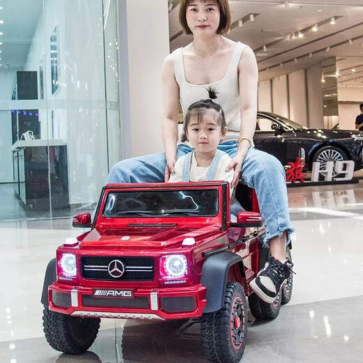 Xingchenhao Mercedes-Benz children's electric car big g baby six-wheel drive can sit adults' remote control off-road parent-child male and female children's toy car six-wheel drive painted black + remote control + swing + leather seat + soft wheels