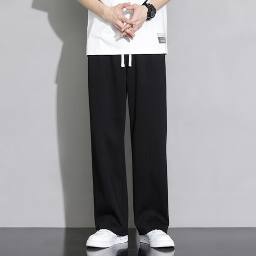 Foss Phil velvet pants men's winter loose thickened straight pants sports drape warm casual pants 901W dark gray L