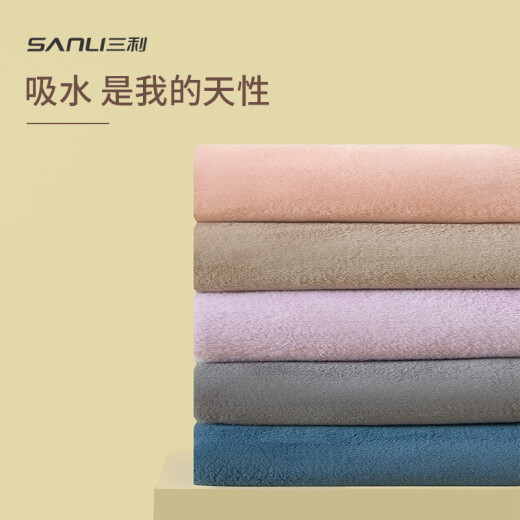 Sanli quick-drying large bath towel type A soft absorbent wrap towel with lanyard bath towel 70*140cm pink